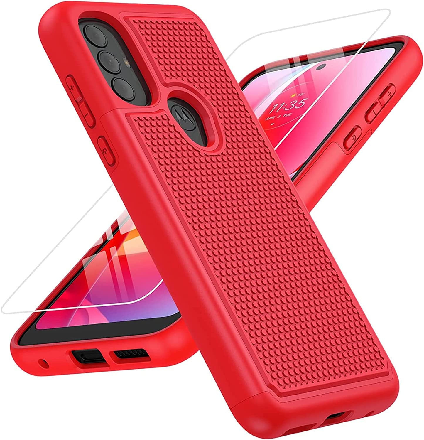 BNIUT for Motorola Moto G Power 2022 Case: Moto G Play 2023 Case & Moto G Pure 2021 Case - Dual Layer Protective Heavy Duty Phone Cover Shockproof Rugged with Non Slip Textured (Burgundy Purple)  binghexin Red  