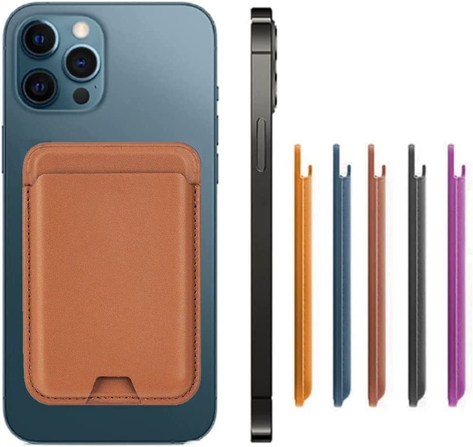 Open Slot Strong Magnetic Card Holder with Magsafe Wallet for Apple Iphone 14 Pro Max/14 Plus/14 Pro/14/13 Pro Max/13 Pro/13/13 Mini/12 Max/12/12 Pro/12 Mini, (Brown)  Tahamus   