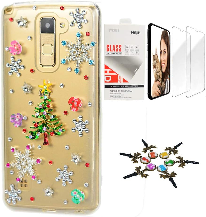 STENES Bling Case Compatible with LG G6 / LG G6 plus - Stylish - 3D Handmade [Sparkle Series] Ball Rabbit Pompons Star Pendant Bowknot Design Cover with Screen Protector [2 Pack] - Pink  STENES Christmas Tree Snow Flowers / Green Design For Lg V40 Thinq 