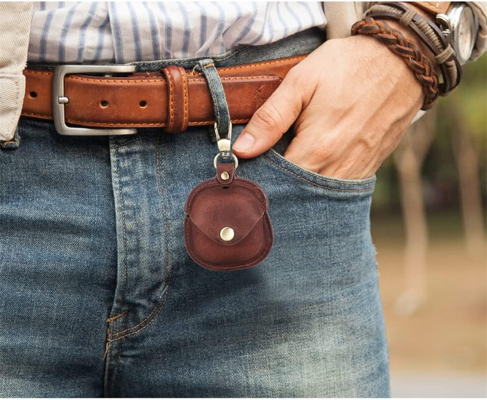 Soft Genuine Leather Case Cover Compatible with Galaxy Buds Pro/Galaxy Buds 2, Samsung Galaxy Buds Live Protective Case with Keychain (Wine Red)  CHUUMEE   