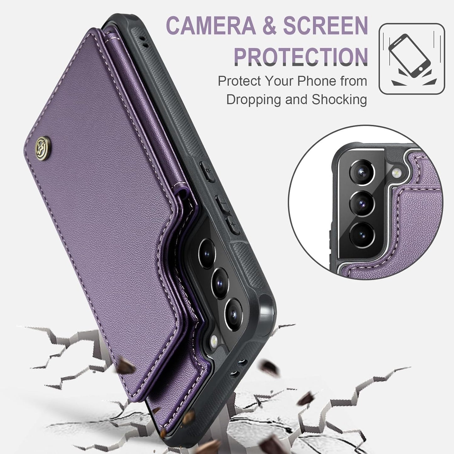 Vinich Samsung Galaxy S21 plus Case with Card Holder, Samsung S21 plus Wallet Case for Women Men with RFID Blocking, Durable Leather Kickstand Shockproof Phone Case for Galaxy S21 plus 5G, Purple  Vinich   