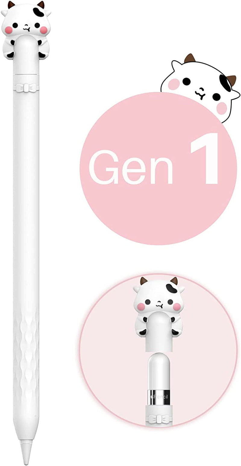 NIUTRENDZ Cute Cow Apple Pencil Case for Apple Pencil 2Nd Generation Case Silicone Protective Cover Sleeve Skin Accessories (Pink)  NIUTRENDZ 1-White Apple Pencil 1st Generation 