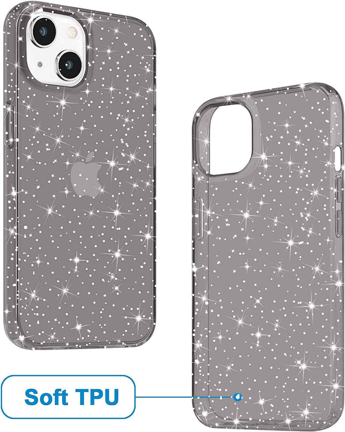 Jjgoo Compatible with Iphone 14 Case, Bling Sparkle Soft TPU Anti-Scratch Shockproof Protective Phone Bumper, Women Girls Cute Slim Sparkly Phone Case for Iphone 14, Black Glitter  JJGoo   