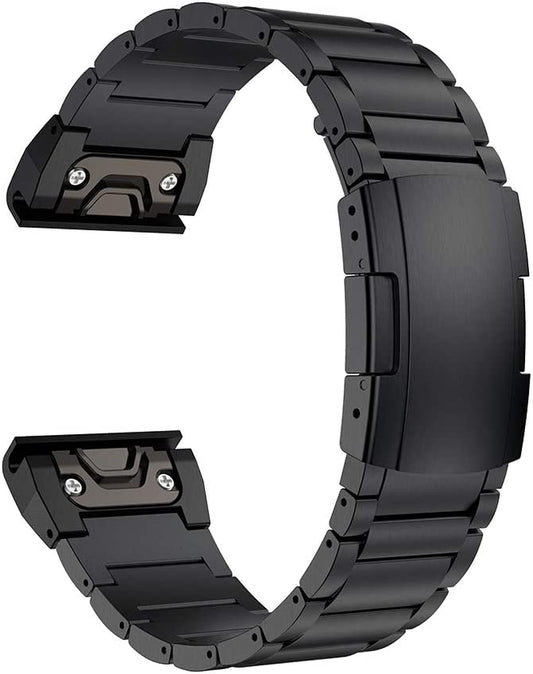 LDFAS Fenix 7X/6X/5X plus Band, 26Mm Titanium Metal Quick Release Easy Fit Watch Strap with Double Button Clasp Compatible for Garmin Fenix 7X/6X Pro/5X/5X Plus/3/3Hr Smartwatch, Black  LDFAS   
