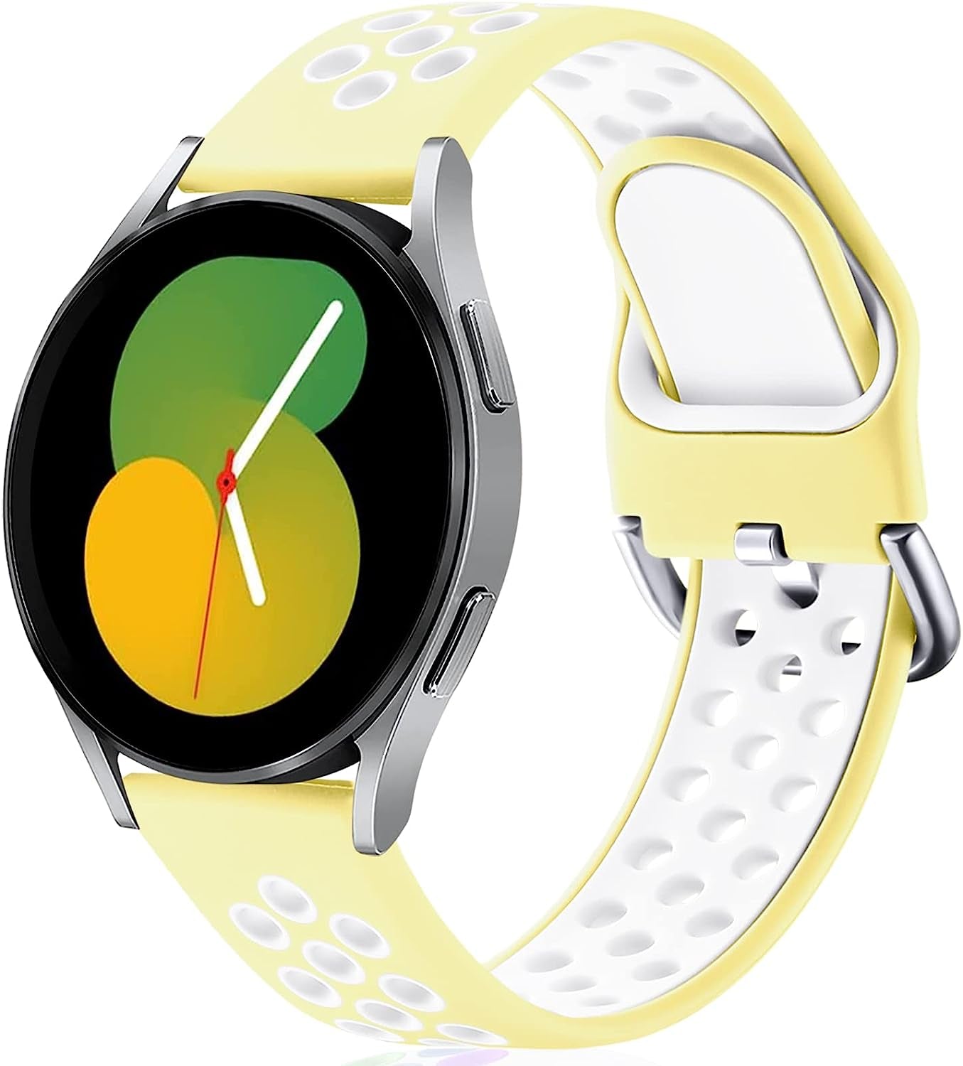 Lerobo Sport Bands Compatible with Samsung Galaxy Watch 4 Band/Galaxy Watch 5 Band,Active 2 Watch Bands/Galaxy Watch 3 Band/Galaxy Watch Band, 20Mm Soft Silicone Sport Strap Replacement Women Men  Lerobo Cream Yellow-White Large 