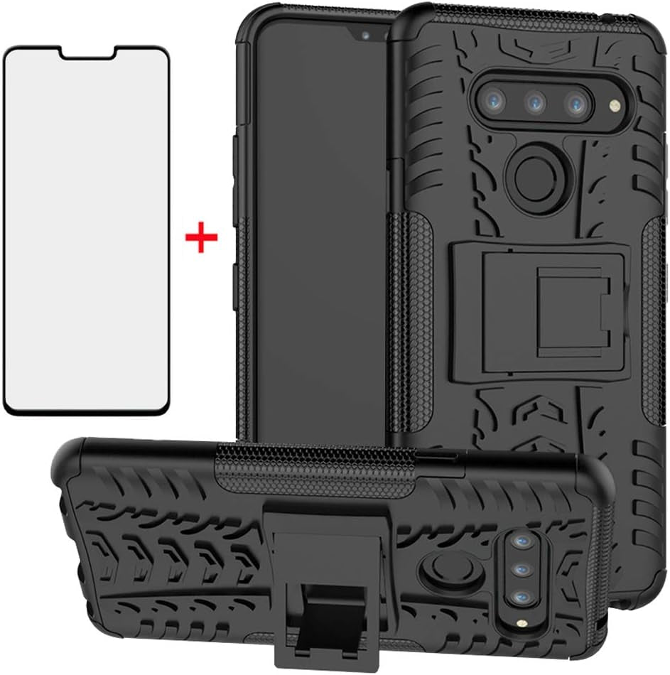 Asuwish Phone Case for LG V40 Thinq with Tempered Glass Screen Protector and Slim Stand Hybrid Heavy Duty Rugged Protective Cell Cover LGV40 Storm V 40 Thin Q V40Thinq LG40 40V 40Thinq Women Black  Asuwish   