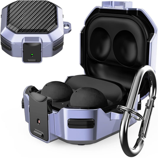 Lopnord for Galaxy Buds 2 Pro Case/Galaxy Buds Pro Case/Galaxy Buds 2 Case/Galaxy Buds Live Case with Lock, Carbon Fiber Shockproof Cover for Galaxy Buds Pro Case Samsung Earbuds with Keychain…  Lopnord US   