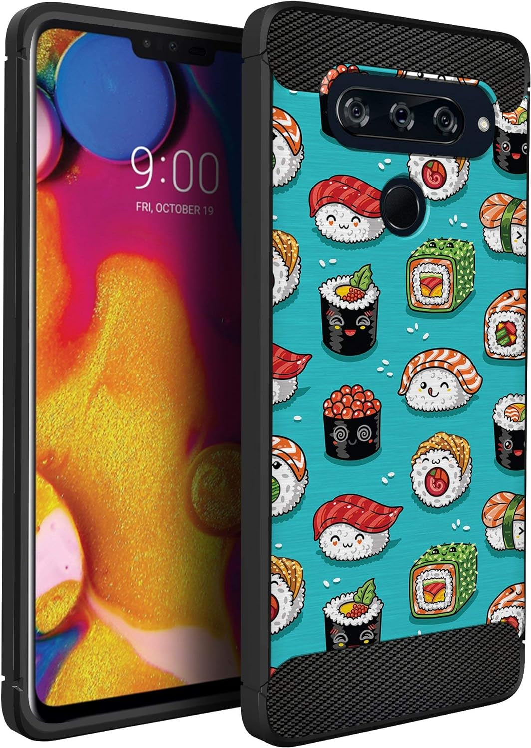 Casesondeck Case Compatible with [LG V40 Thinq] Pictorial Patterned TPU Design Case Flexible Slim and Elegant (Astronaut)  CasesonDeck Sushi  