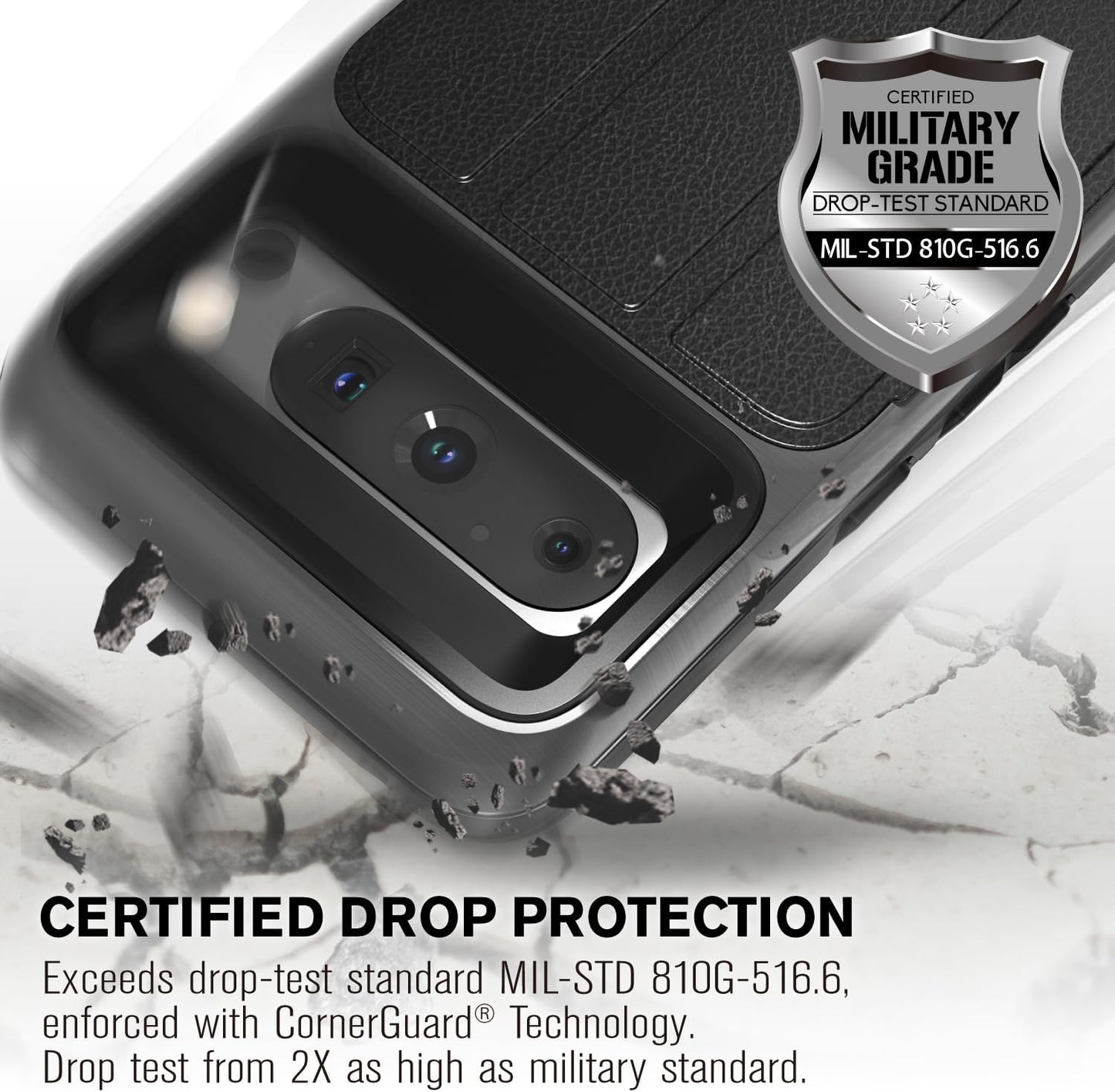 VENA Vcommute Wallet Case Compatible with Google Pixel 8 Pro (2023), (Military Grade Drop Protection) Flip Leather Cover Card Slot Holder with Kickstand - Space Gray  Vena   