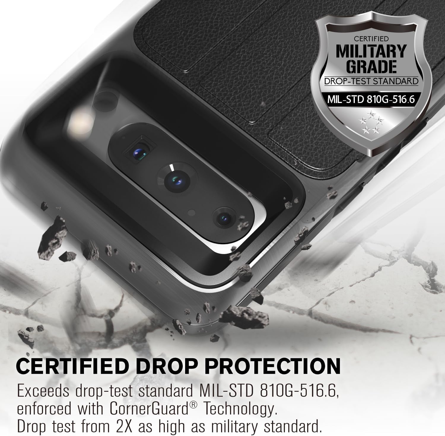 VENA Vcommute Wallet Case Compatible with Google Pixel 8 Pro (2023), (Military Grade Drop Protection) Flip Leather Cover Card Slot Holder with Kickstand - Space Gray  Vena   