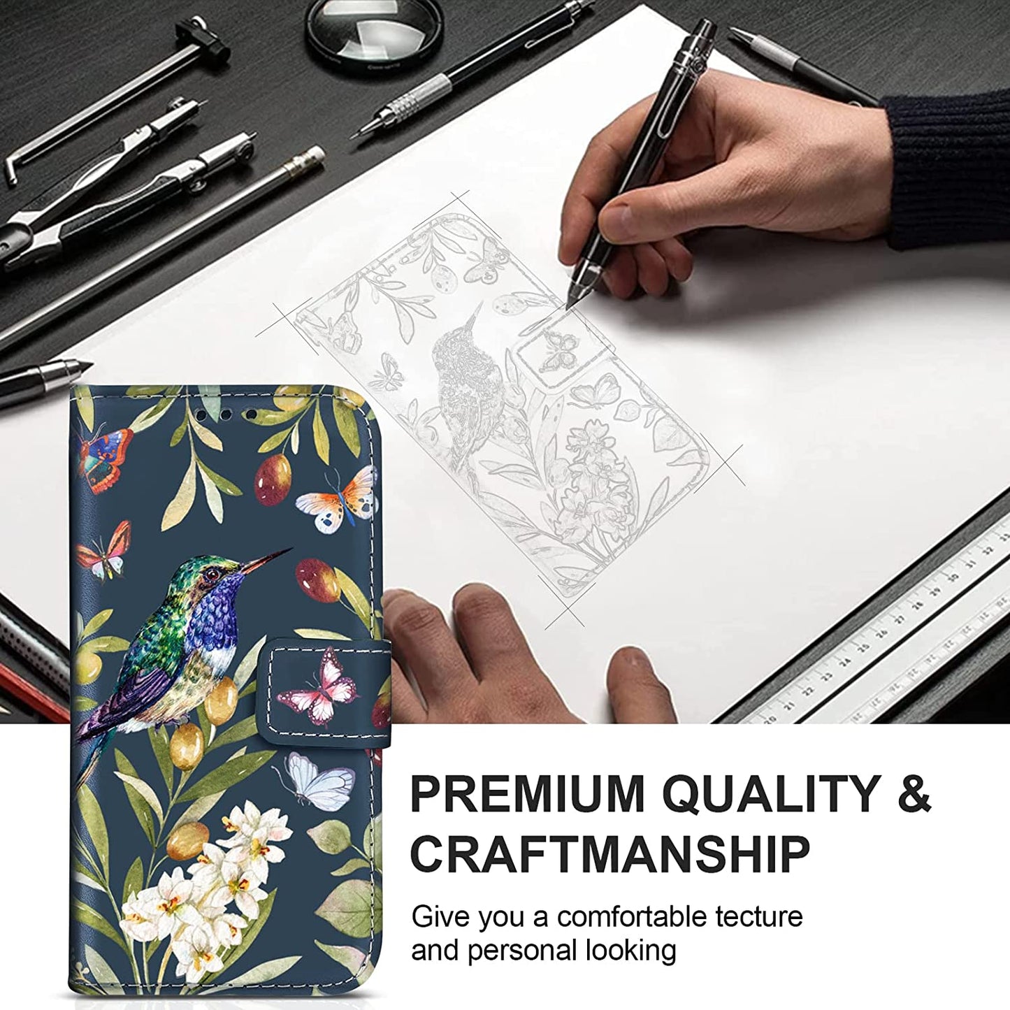 CASEOWL Iphone 14 Pro Max Wallet Case [Compatible with Magsafe Charger] Magnetic Detachable [RFID Blocking] Floral Pattern Flip Leather Lanyard Wallet Case with Card Holder,Strap for Women (Vintage)  CASEOWL   