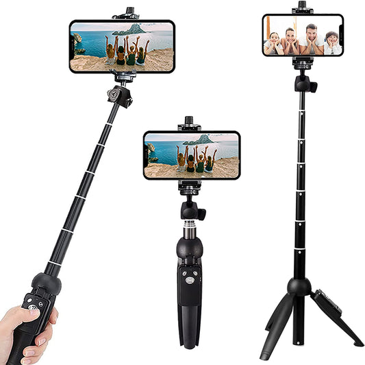 Portable 40 Inch Aluminum Alloy Selfie Stick Phone Tripod with Wireless Remote Shutter Compatible with 14 13 12 11 Pro Max Xr X 8 7 6 Plus, Android Smartphone  bluehorn   