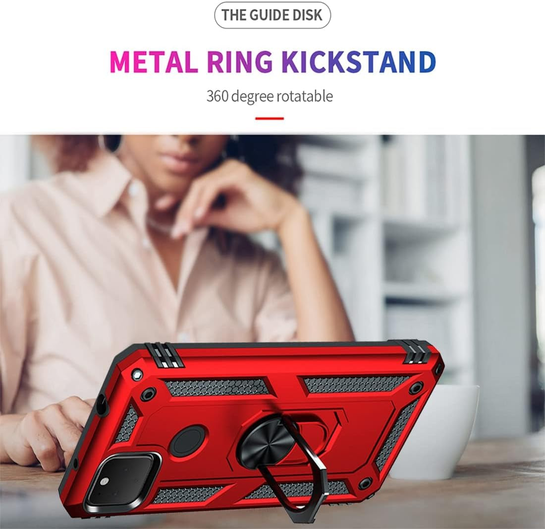 Zoeirc for Pixel 4A 5G Case, Pixel 5XL G025I Case with Tempered Glass Screen Protector, [Military Grade] Magnetic Car Ring Holder Mount Kickstand Protective Cover Case for Google Pixel 4A 5G (Red)  Zoeirc   
