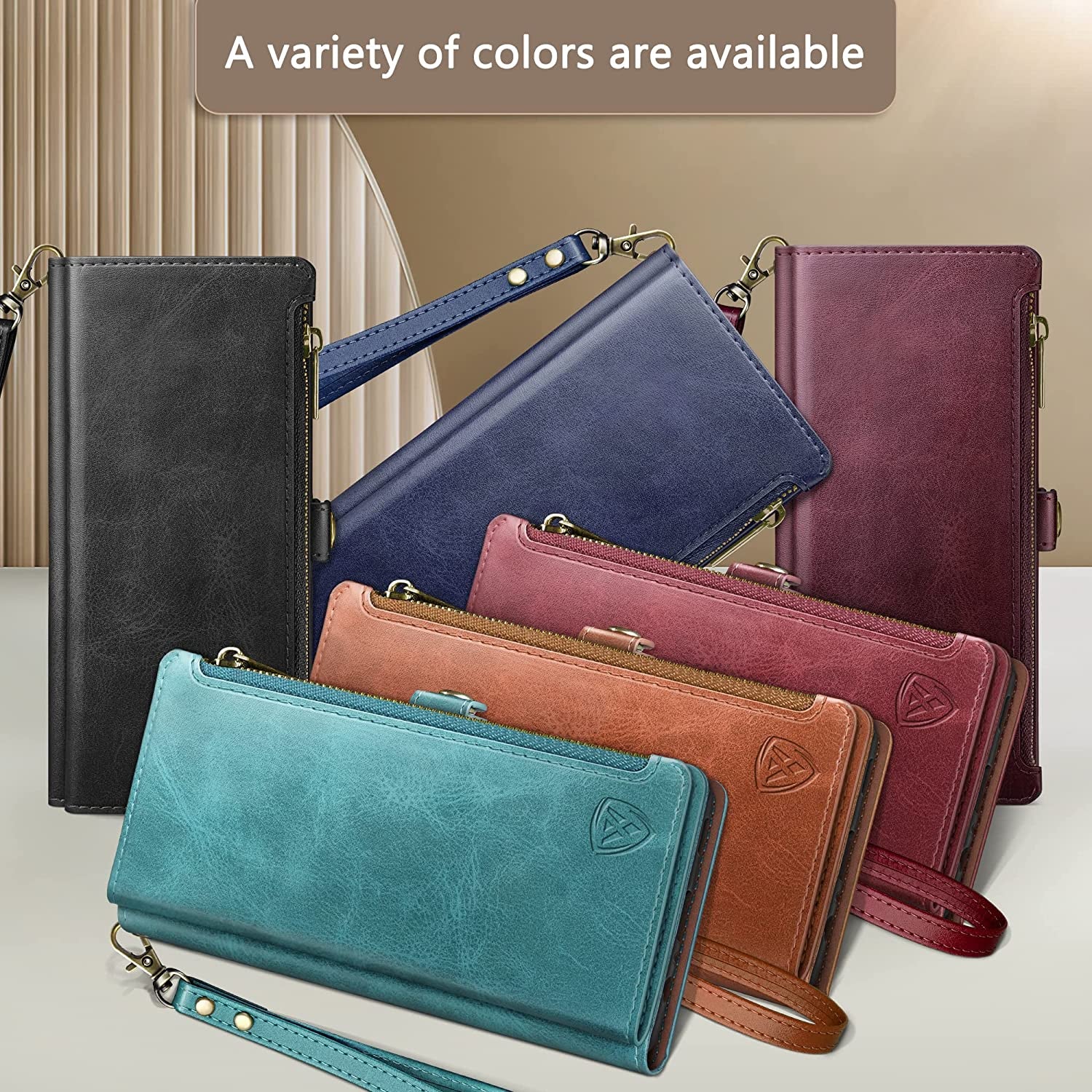 Xcasebar for Samsung Galaxy S21 plus Wallet Case with Zipper 【RFID Blocking】 Credit Card Holder, Flip Folio Book PU Leather Phone Case Shockproof Cover Women Men for S21 plus Case Light Coffee  XcaseBar   