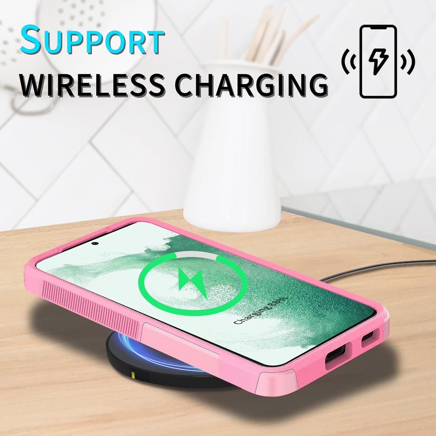 UNITEDTIME Compatible with Galaxy S22 plus Case Drop Protection Rugged Shockproof/Dust Proof Military Protective Tough Phone Cover for Samsung Galaxy S22 plus (Pink)  Unitedtime-Tech   