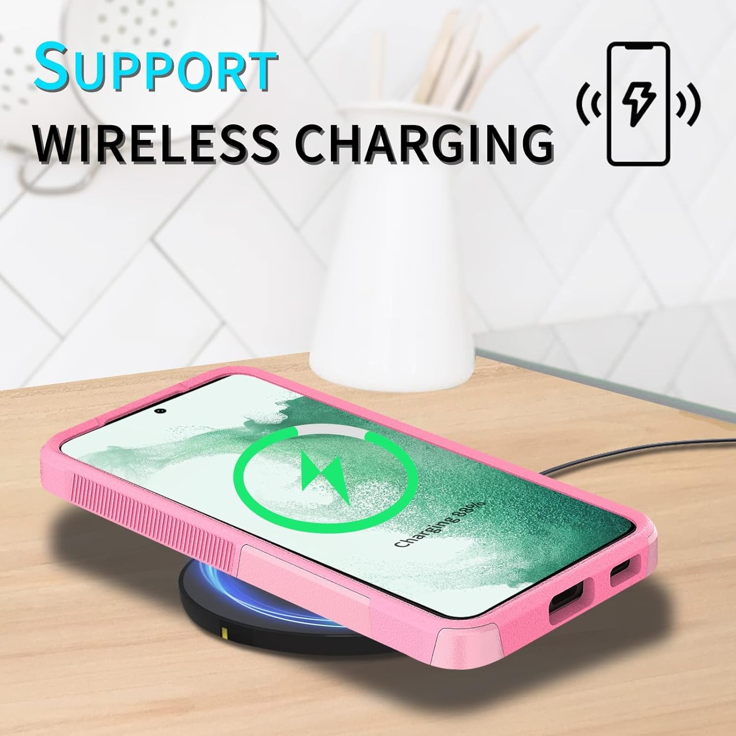 UNITEDTIME Compatible with Galaxy S22 plus Case Drop Protection Rugged Shockproof/Dust Proof Military Protective Tough Phone Cover for Samsung Galaxy S22 plus (Pink)  Unitedtime-Tech   