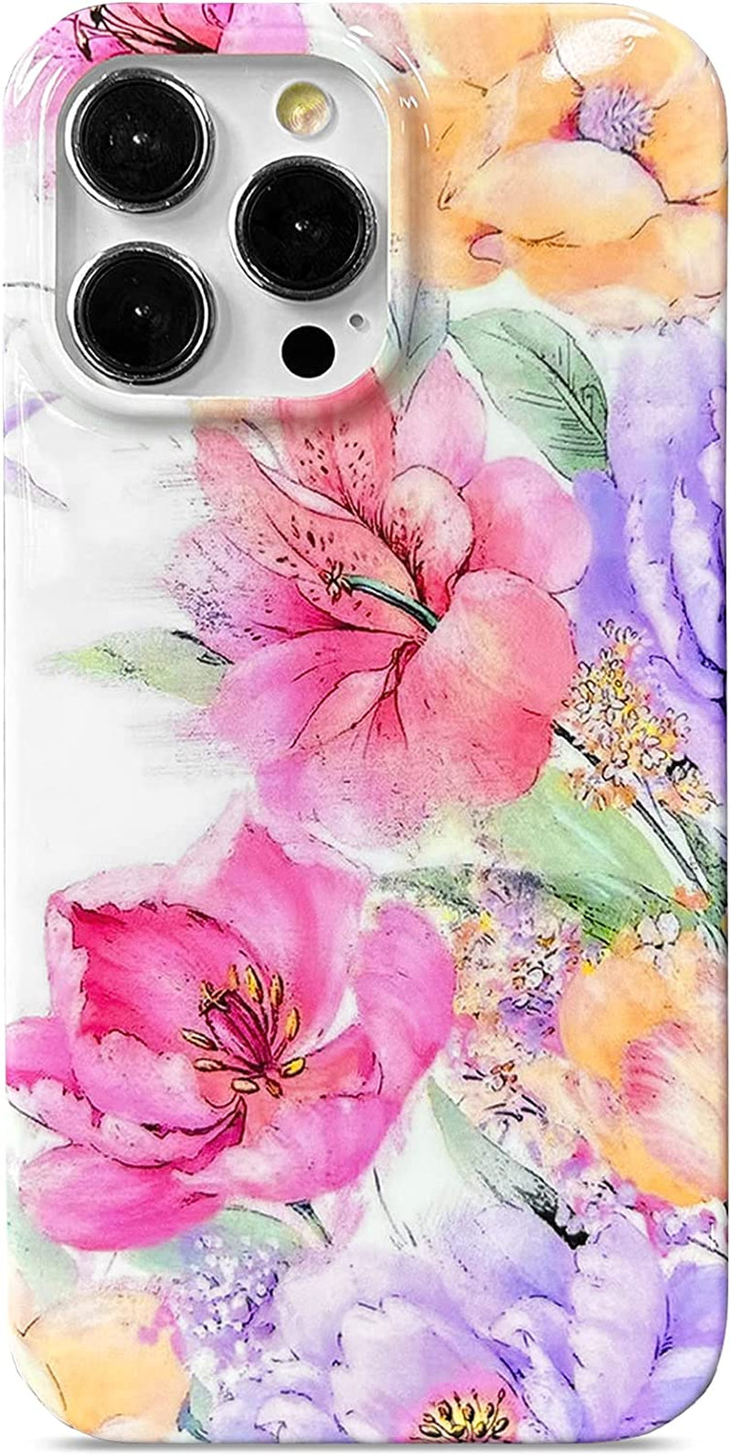 J.West for Iphone 14 Pro Case 6.1",Shiny Soft Shockproof Cute Clear Love-Heart Phone Protective Cover for Women,Glitter Plating Pattern Design TPU Bumper Slim Fit Phone Case for Girls  J.west Rose Peonies  