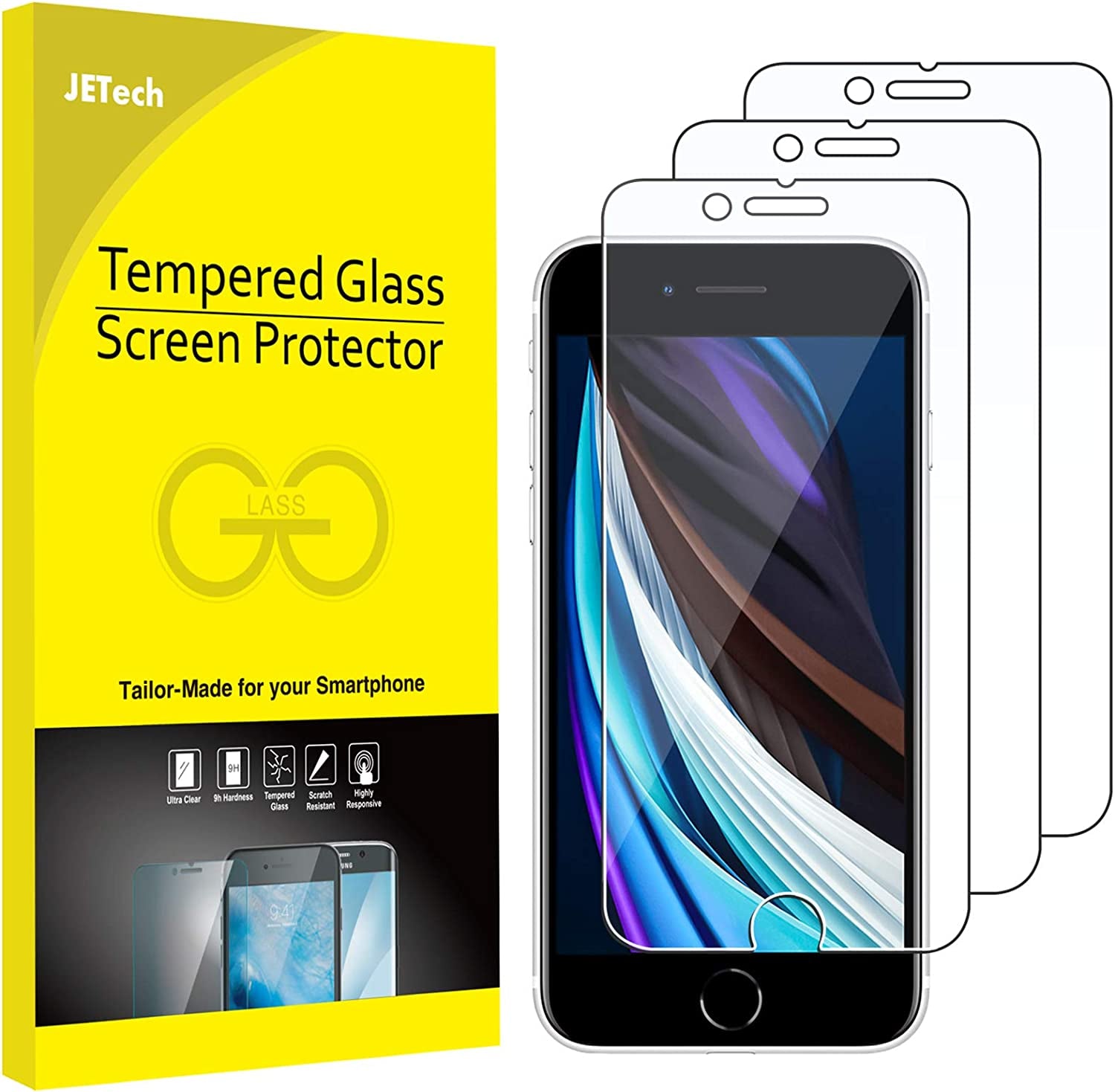 Jetech Screen Protector for Iphone SE 3/2 (2022/2020 Edition), 4.7-Inch, Tempered Glass Film, 3-Pack  JETech   