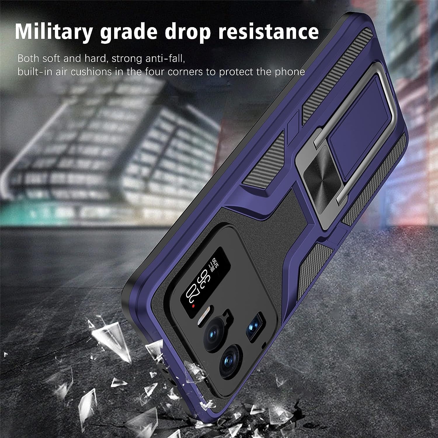 Asuwish Compatible with Xiaomi Mi 11 Ultra 5G Case and Tempered Glass Screen Protector Stand Ring Holder Kickstand Cell Accessories Phone Cover for Mi11Ultra Mi11 11Ultra G5 Women Men Blue  Asuwish   