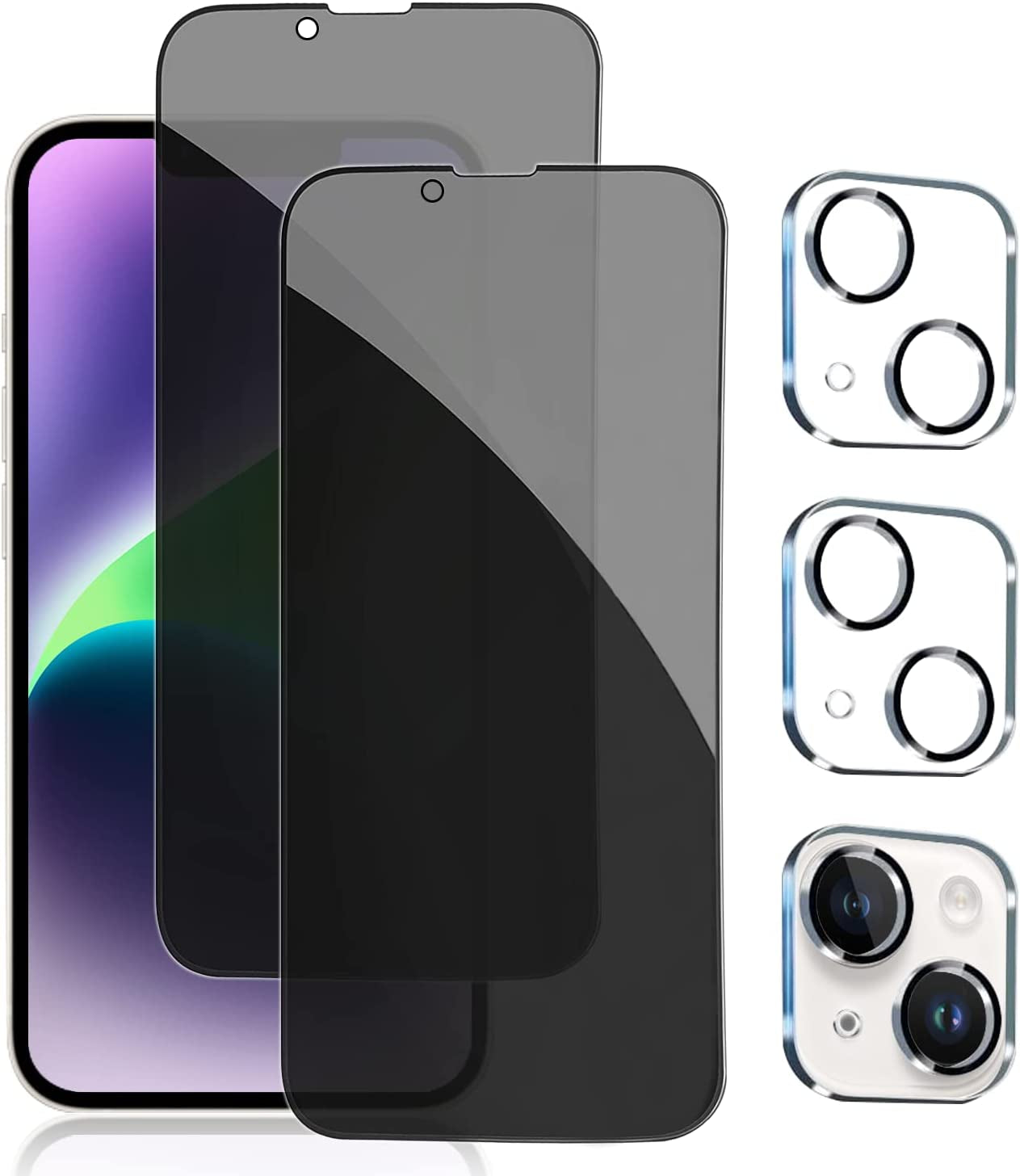 Pehael [2+2 Pack] Iphone 14 Privacy Screen Protector with Camera Lens Protector Full Coverage Anti-Spy Tempered Glass Film 9H Hardness Upgrade Edge Protection Easy Installation Bubble Free Specially Designed for Iphone 14 [6.1 Inch]  pehael   