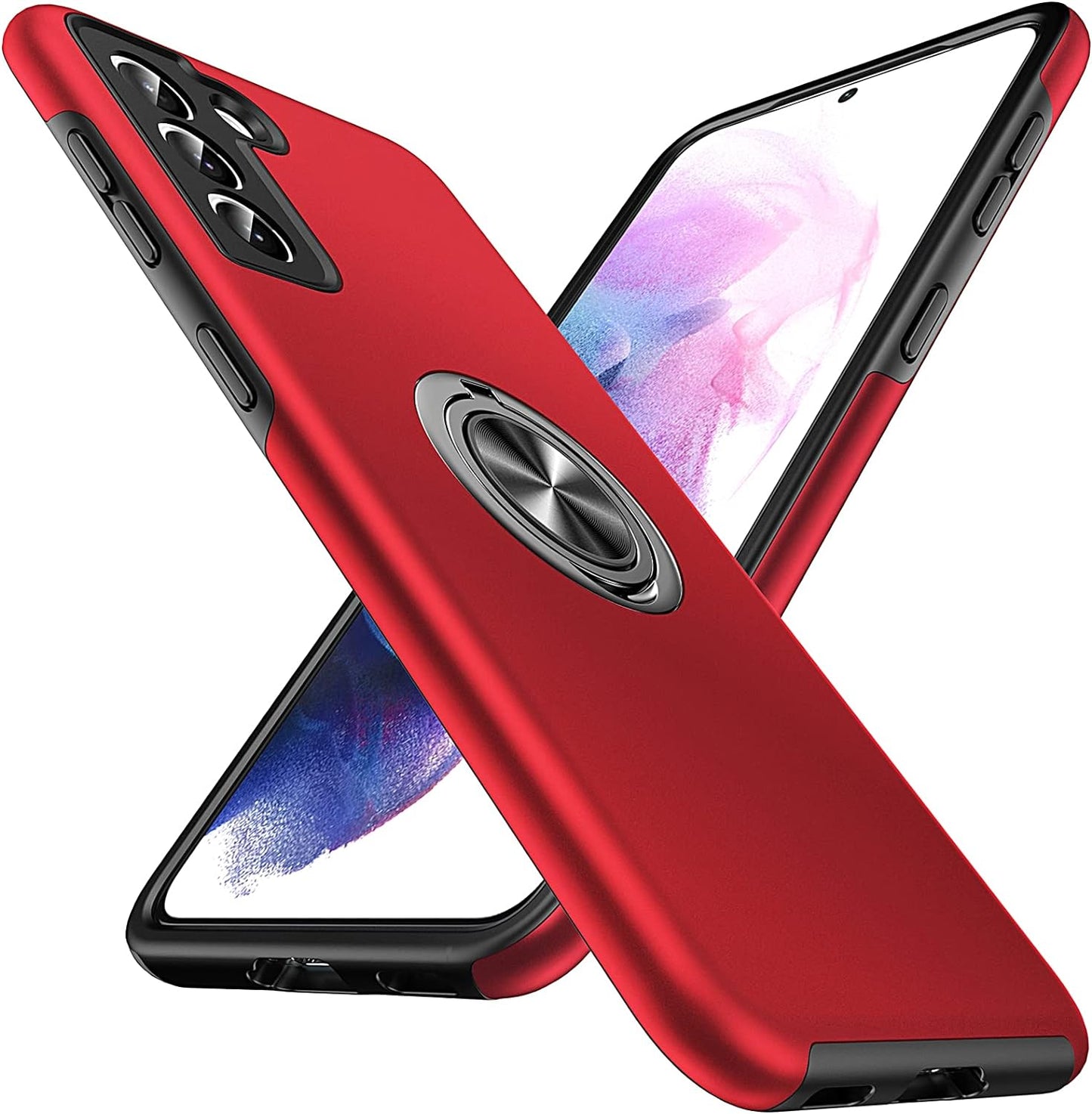 Anqrp Hidden Series Galaxy S21+ plus Case 5G, [No Fall-Off Kickstand] 360° Embedded Ring, 15Ft Military Grade Shockproof Protective Phone Case Designed for Samsung Galaxy S21 plus 6.7 Inch, Red  Anqrp   