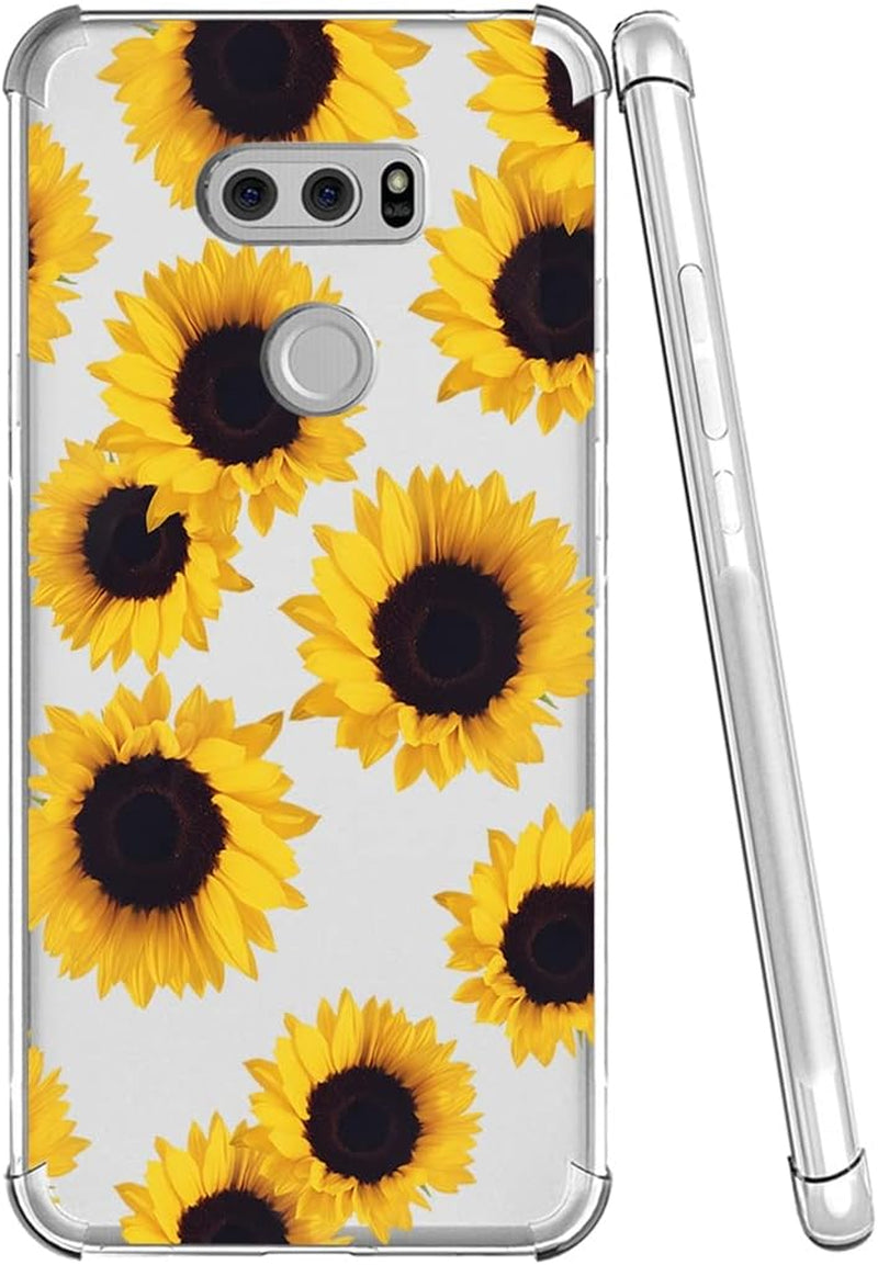 Yerebel Case for LG V30/V30S Thinq/V35 Thinq/V30+/V30 plus Case, US998 Cute Case, Clear Flexible Bumper TPU Soft Rubber Silicone Cover Phone Case for LG V30 (Sunflower)  Yerebel   