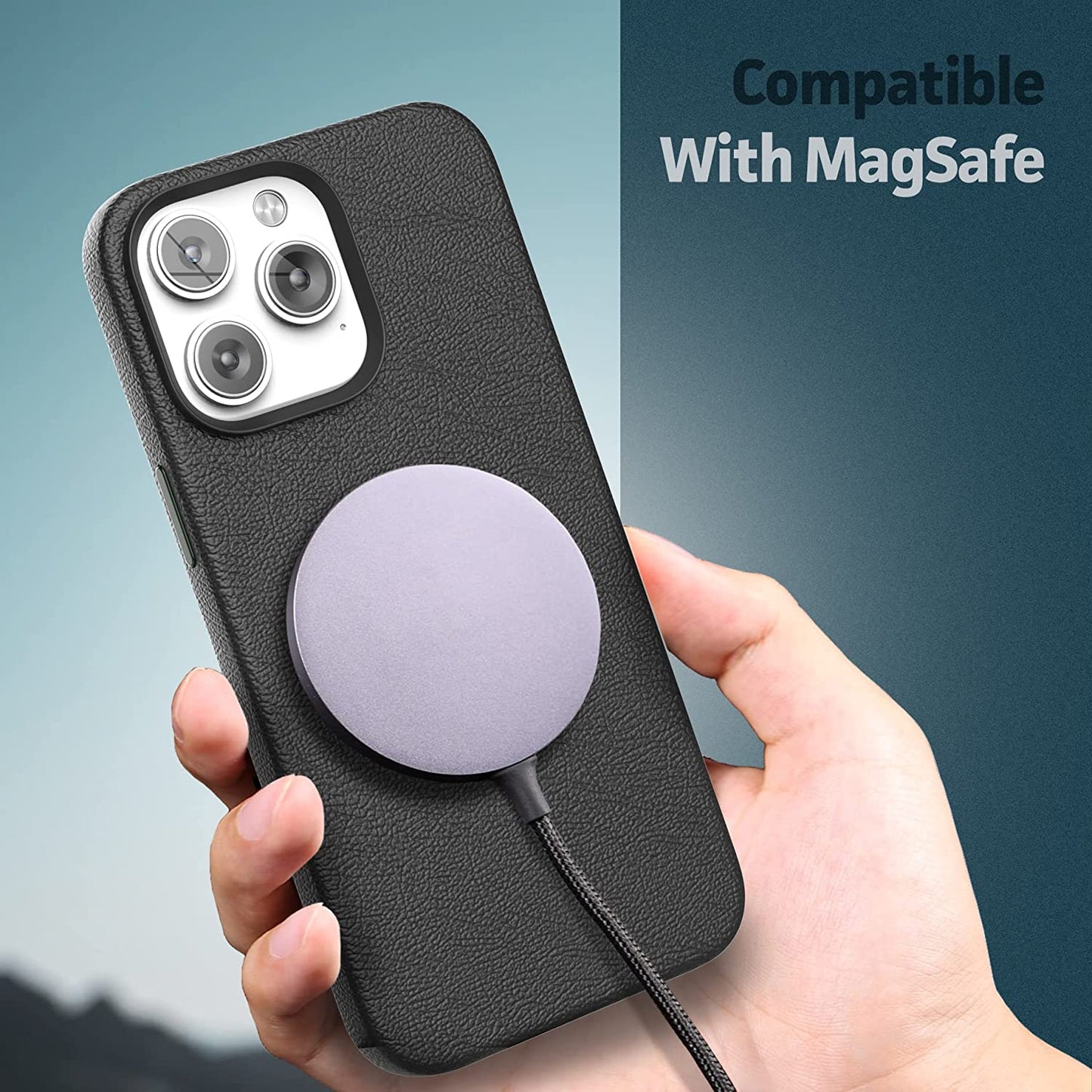 Encased MAG Case Wallet Set - Designed for Iphone 14 PRO Leather Case with Screen Protector and Card Holder W/Magnetic Kickstand (Compatible with Magsafe) Black  Encased   