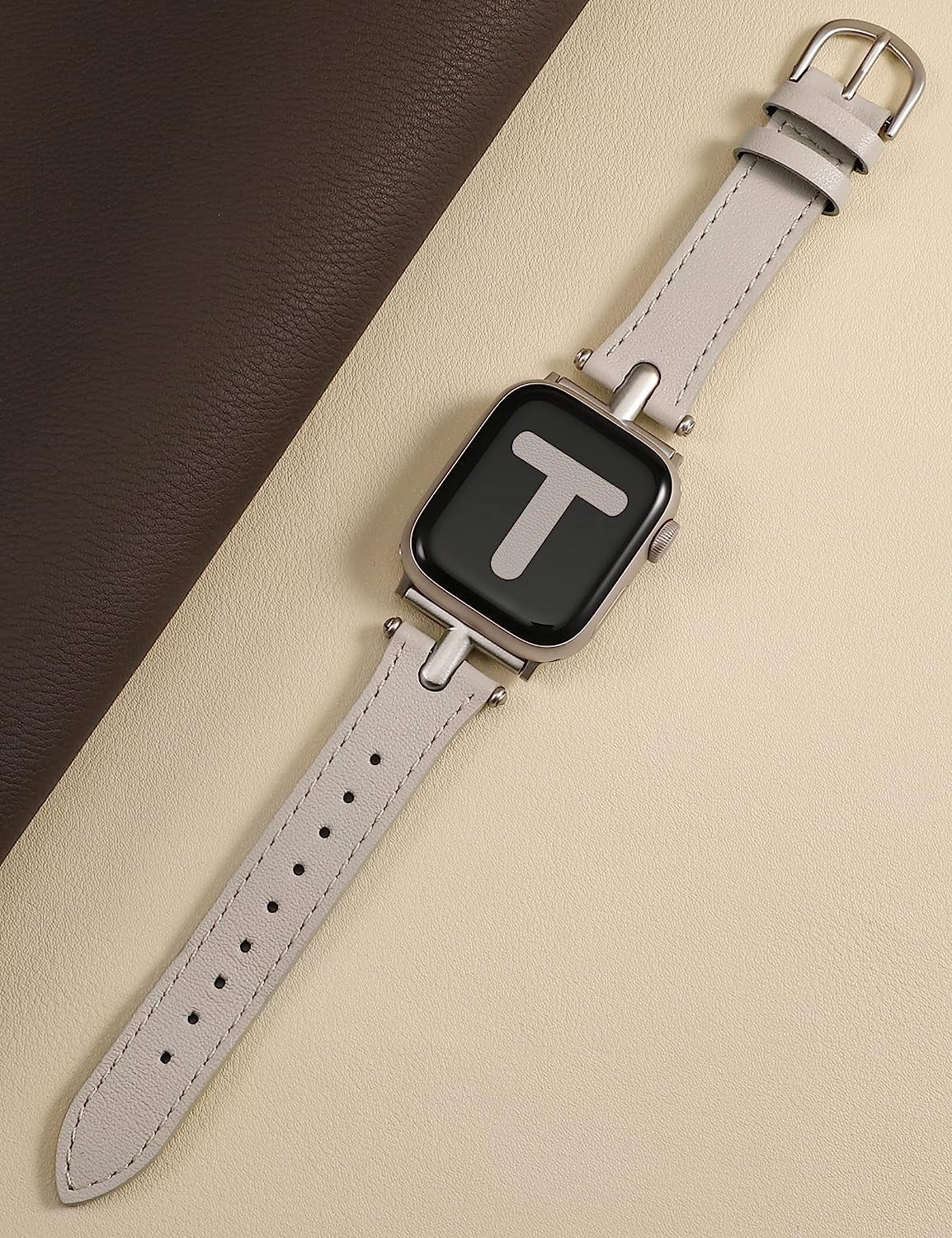 Wearlizer Leather Band Compatible with Apple Watch Band Women 38Mm 40Mm 41Mm 42Mm 44Mm 45Mm 49Mm Dressy Fashion Leather Strap with T-Shape Metal Buckle for Iwatch Bands Ultra SE Series 8 7 6 5 4 3 2 1  Wearlizer   