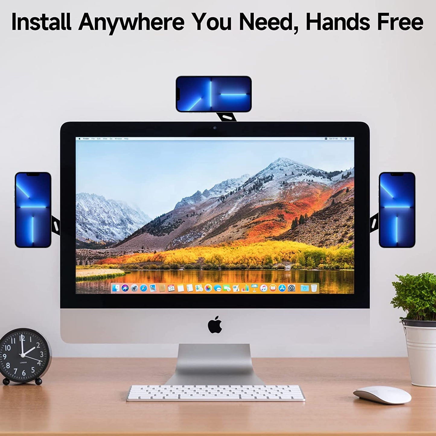 EDC Magnetic Phone Holder, Laptop or Desktop Monitor Side Mount Phone Mount, Foldable Slim Portable Laptop Mount for 14/14 Plus/14 Pro/14 Pro Max and 13/12 Series Magsafe Case & All Phones, Black  EDC-BFYOU   