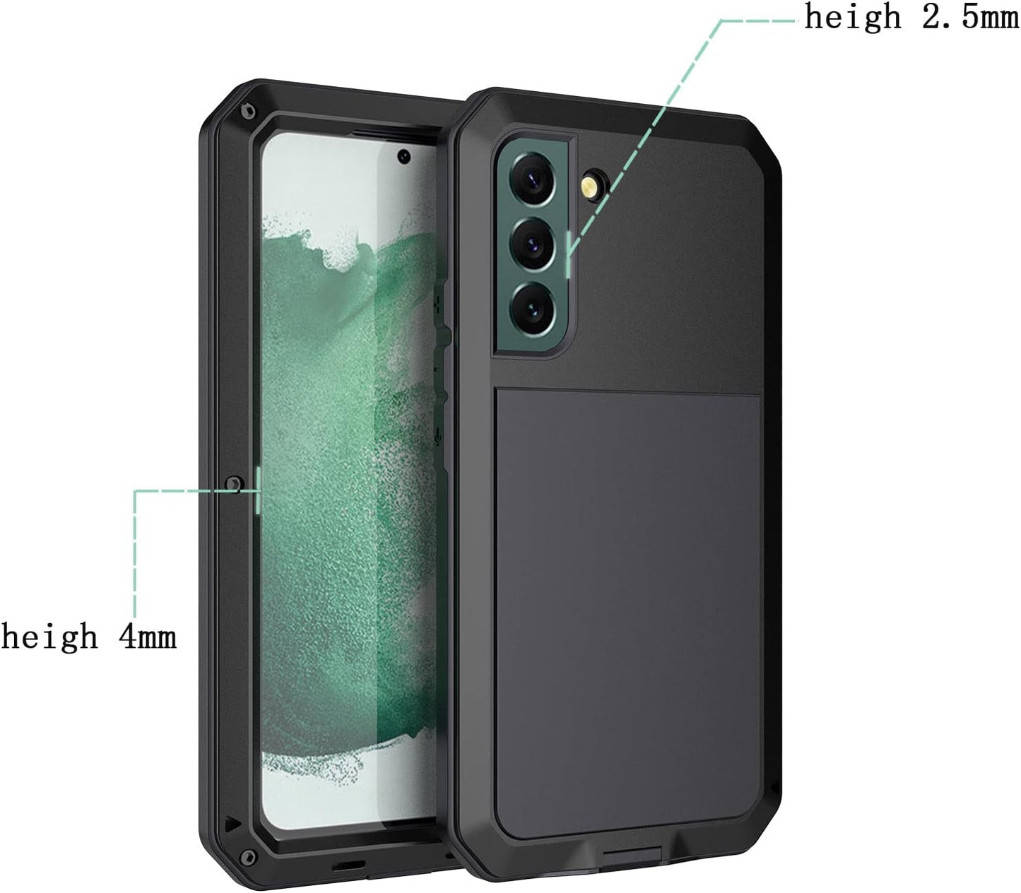 Galaxy S22 Case,Marrkey Full Body Protective Cover Heavy Duty Shockproof [Tough Armour] Aluminum Alloy Metal Case with Silicone Built-In Screen Protector for Samsung Galaxy S22 6.1" - Black  Marrkey   