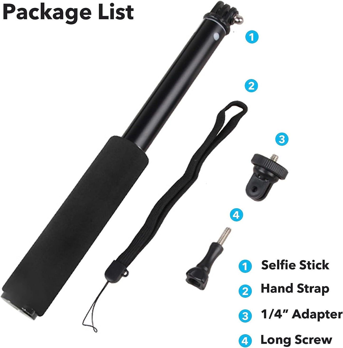Homeet 36" Telescopic Action Camera Selfie Stick Expandable Handheld Pole Monopod with 1/4 Inch Adapter for Action Cameras  Homeet   