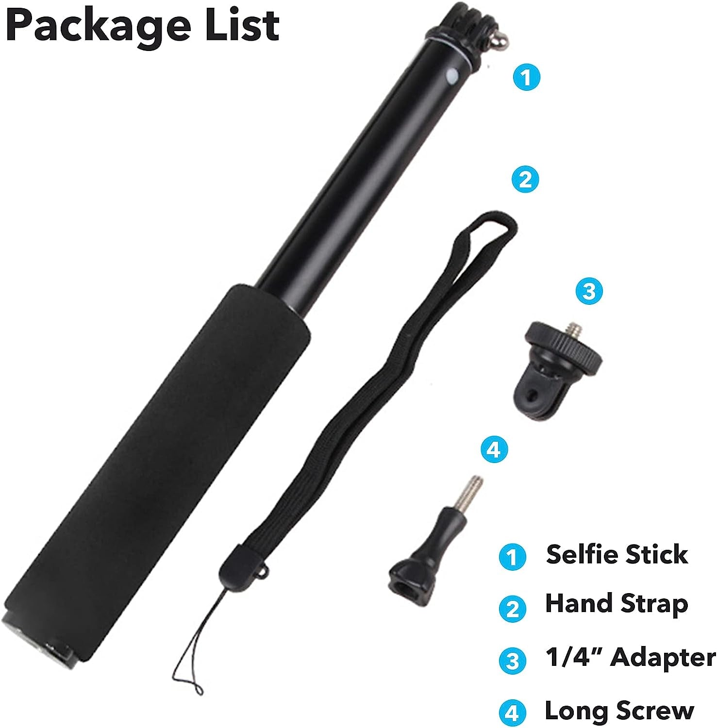 Homeet 36" Telescopic Action Camera Selfie Stick Expandable Handheld Pole Monopod with 1/4 Inch Adapter for Action Cameras  Homeet   