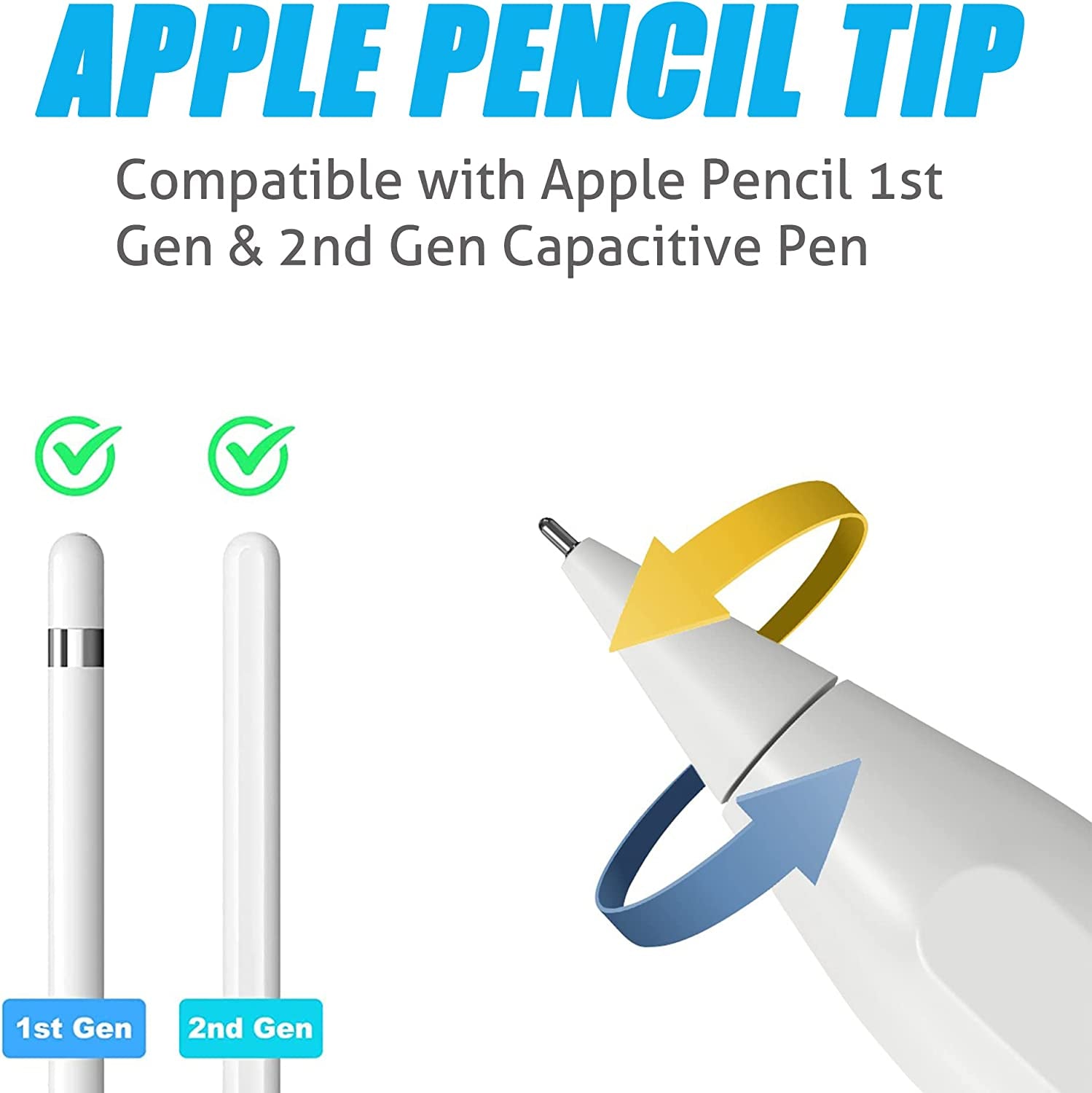 Ailun 3 Pack Apple Pencil Tips Replacement,Compatible with Apple Pencil 1St Gen and 2Nd Gen,Penlike Metal Nib Wear-Resistant Pen Needle Stylus Tip,Precise Control White  Ailun   
