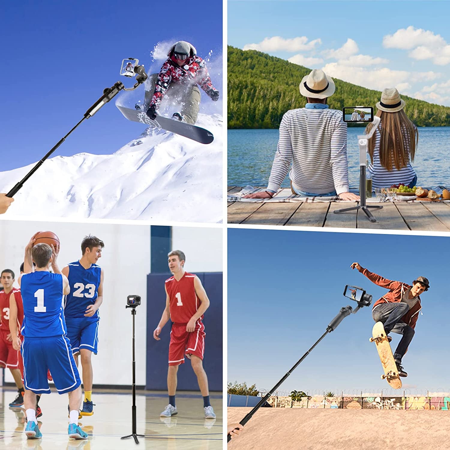 29Inch Extension Selfie Tripod Mount Kit for DJI Moza ZHIYUN Smartphone Gimbal Stabilizer for Iphone 14 13 12 Pro Max, Extendable Selfie Stick Foldable Pole Photography Setup  YILIWIT   