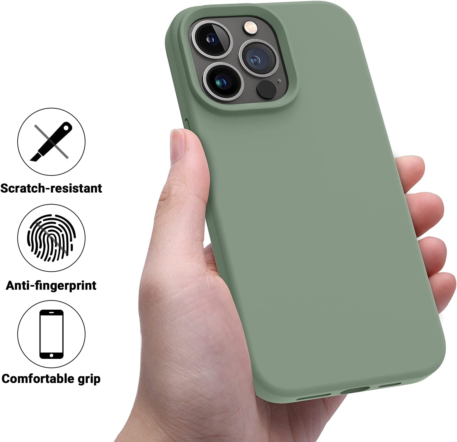 OTOFLY Designed for Iphone 14 Pro Case, Silicone Shockproof Slim Thin Phone Case for Iphone 14 Pro 6.1 Inch (Calke Green)  OTOFLY Direct   