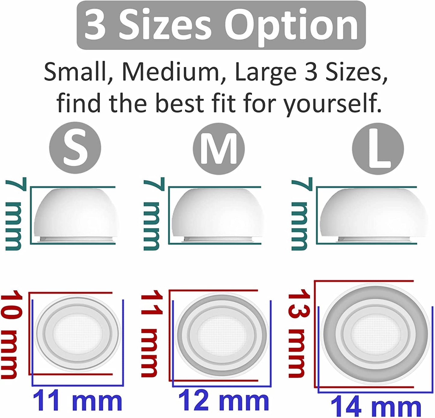 3 Pairs Compatible with Airpods Pro 1St 2Nd Ear Tips Buds, Small Medium Large 3 Size Replacement Silicone Rubber Eartips Earbuds Gel Accessories Compatible with Airpods Pro 2 and 1St - S/M/L White  IiEXCEL   