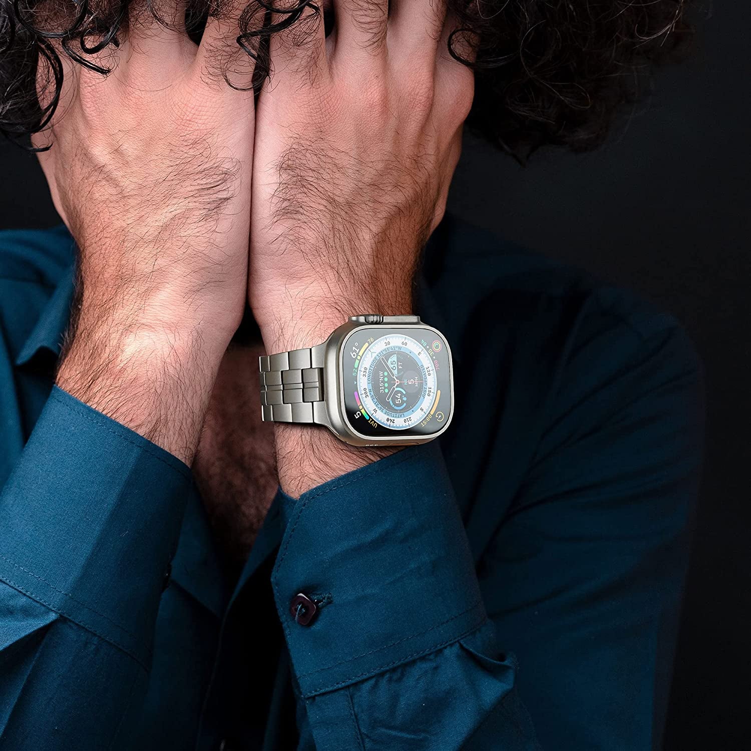 Baozai Titanium Band Compatible with Apple Watch Band 49Mm 45Mm 44Mm 42Mm, Titanium Sports Band for Apple Watch Ultra Series 8/7/6/5/4/3/2/1/SE Men  baozai   