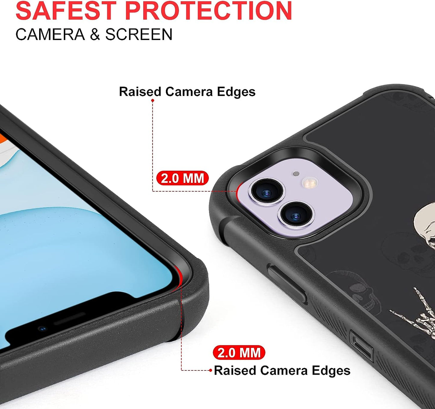 XWMHHP Compatible with Iphone 12 Case Iphone 12 Pro Case Goth Rock Skull Design for Women Girls,3-Layer Rugged Shockproof Hard Plastic Bumper +Soft Silicone Rubber Heavy Duty Case - Gothic Skeleton  XWMHHP   