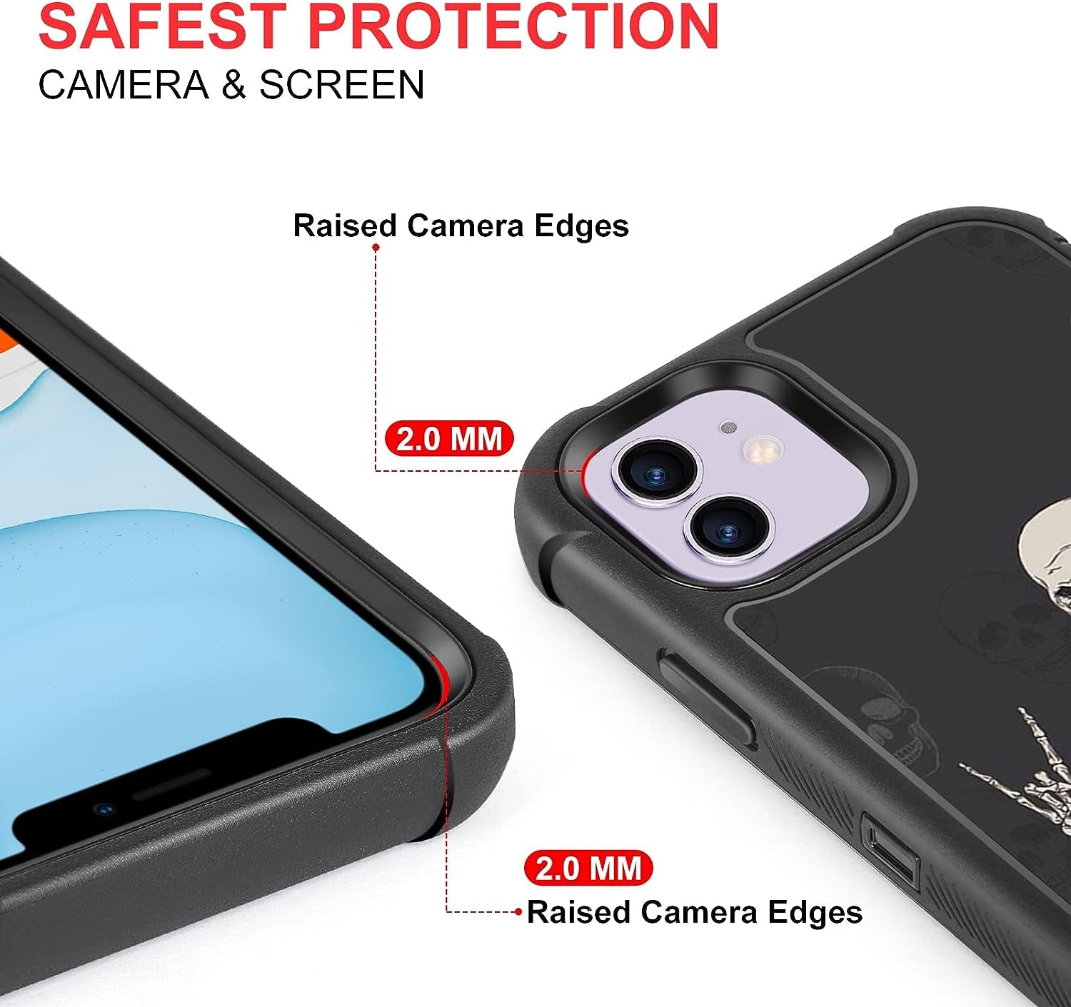 XWMHHP Compatible with Iphone 12 Case Iphone 12 Pro Case Goth Rock Skull Design for Women Girls,3-Layer Rugged Shockproof Hard Plastic Bumper +Soft Silicone Rubber Heavy Duty Case - Gothic Skeleton  XWMHHP   