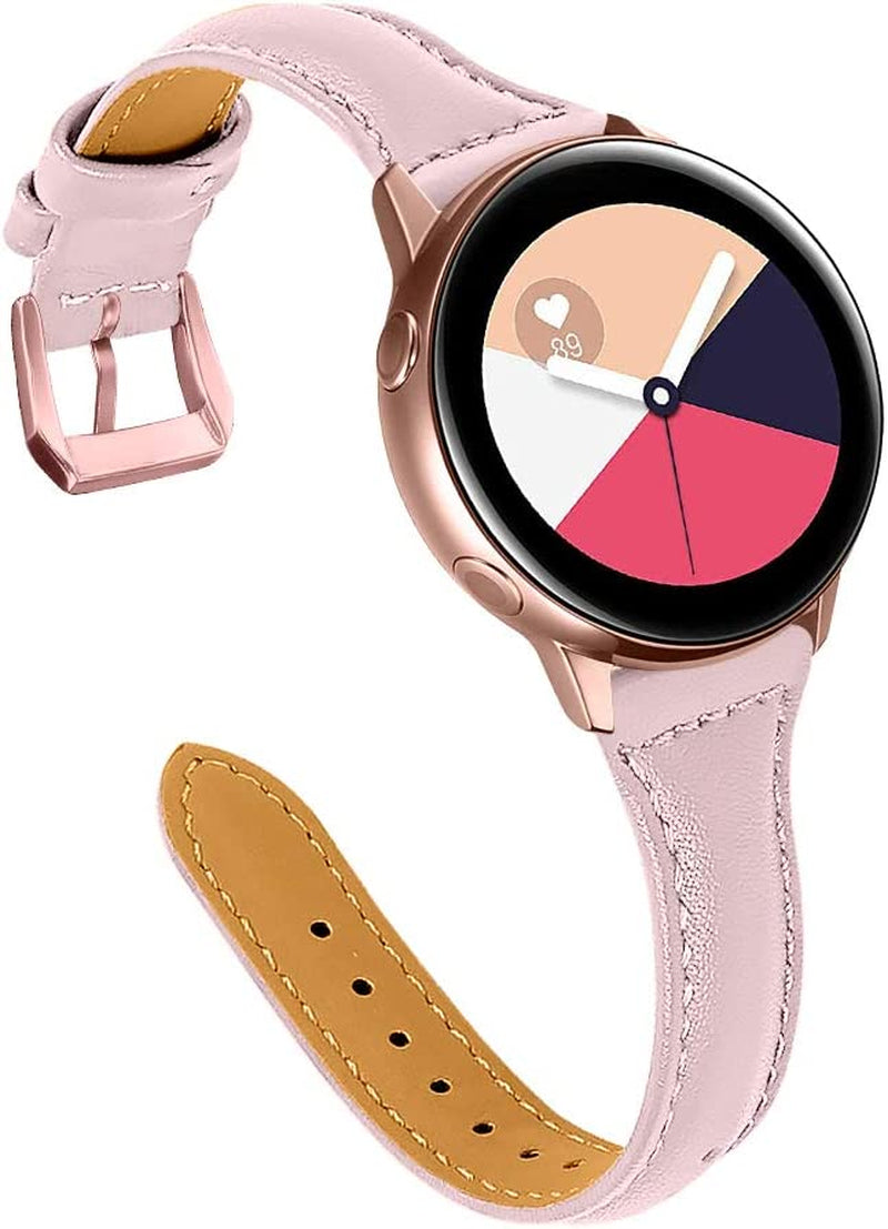 JOYOZY Leather Band Compatible with Samsung Galaxy Watch 5/4 40Mm 44Mm,Active(40Mm)/2(40Mm)(44Mm),Stylish Slim Wristband Strap for Galaxy Watch 42Mm/Samsung Galaxy Watch 4 Classic/Watch 5 Pro 45Mm  Joyozy Pink/Rose Pink Gold  