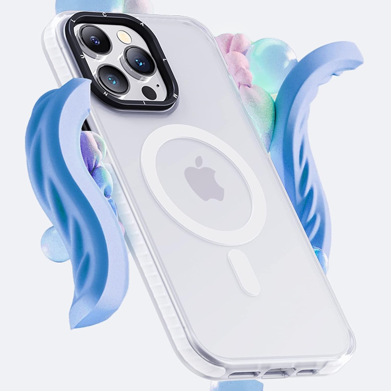 JUESHITUO for Iphone 14 Pro Max Case with Exclusive Buffer Belt [Military Protection&Full Camera Protection][Super Strong N52 Magnets][Liquid Silicone Feeling]Translucent Matte Back 6.7In(Matte Clear)  JUESHITUO   