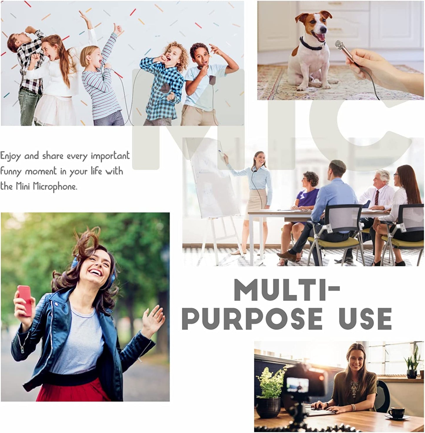 Mini Microphone, Wootrip Karaoke Tiny Microphone for Voice Recording Interview, Portable Small Singing Mic 3.5Mm Plug with Stand Suitable for Android Phone,Iphone,Ipad, Laptop (Rose Gold)  Wootrip   