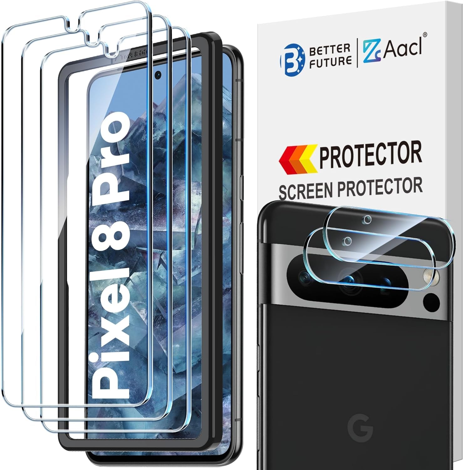 Pixel 6 Screen Protector Tempered Glass with Camera Lens Protector for Google Pixel 6 [Fingerprint Unlock][Anti-Scratch][6.4 Inch][2+ 2 Pack ]  AACL Transparent Google Pixel 8 Pro 