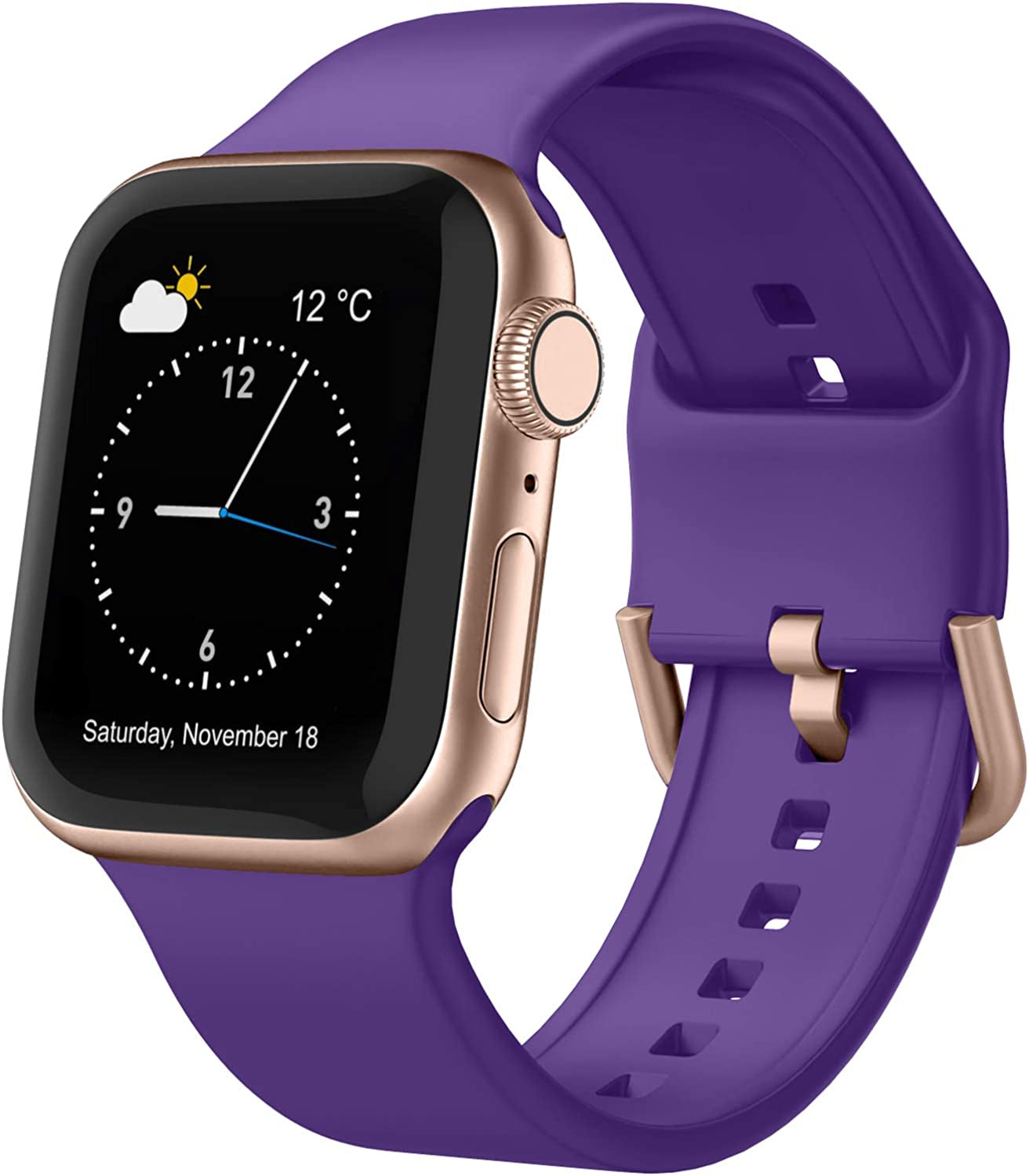 Sport Band Compatible with Apple Watch Bands 49Mm 45Mm 44Mm 42Mm 41Mm 40Mm 38Mm, Soft Silicone Wristbands Replacement Strap with Classic Clasp for Iwatch Series SE 8 7 6 5 4 3 2 1 Ultra for Women Men  Recoppa Purple 42mm/44mm/45mm/49mm 