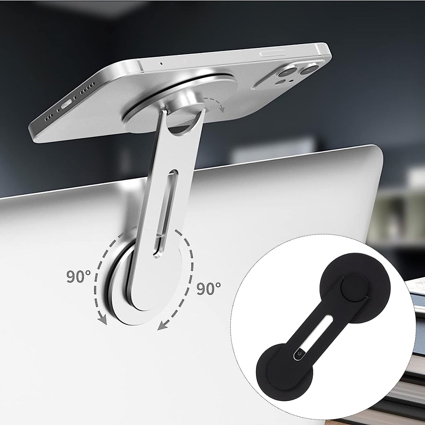 Laptop Phone Mount for Laptop, Slim Magnetic Phone Holder for Car Laptops Stand for Bed Monitors Foldable Computer Expansion Bracket Phone Mount for Car Accessories  PartyKindom   