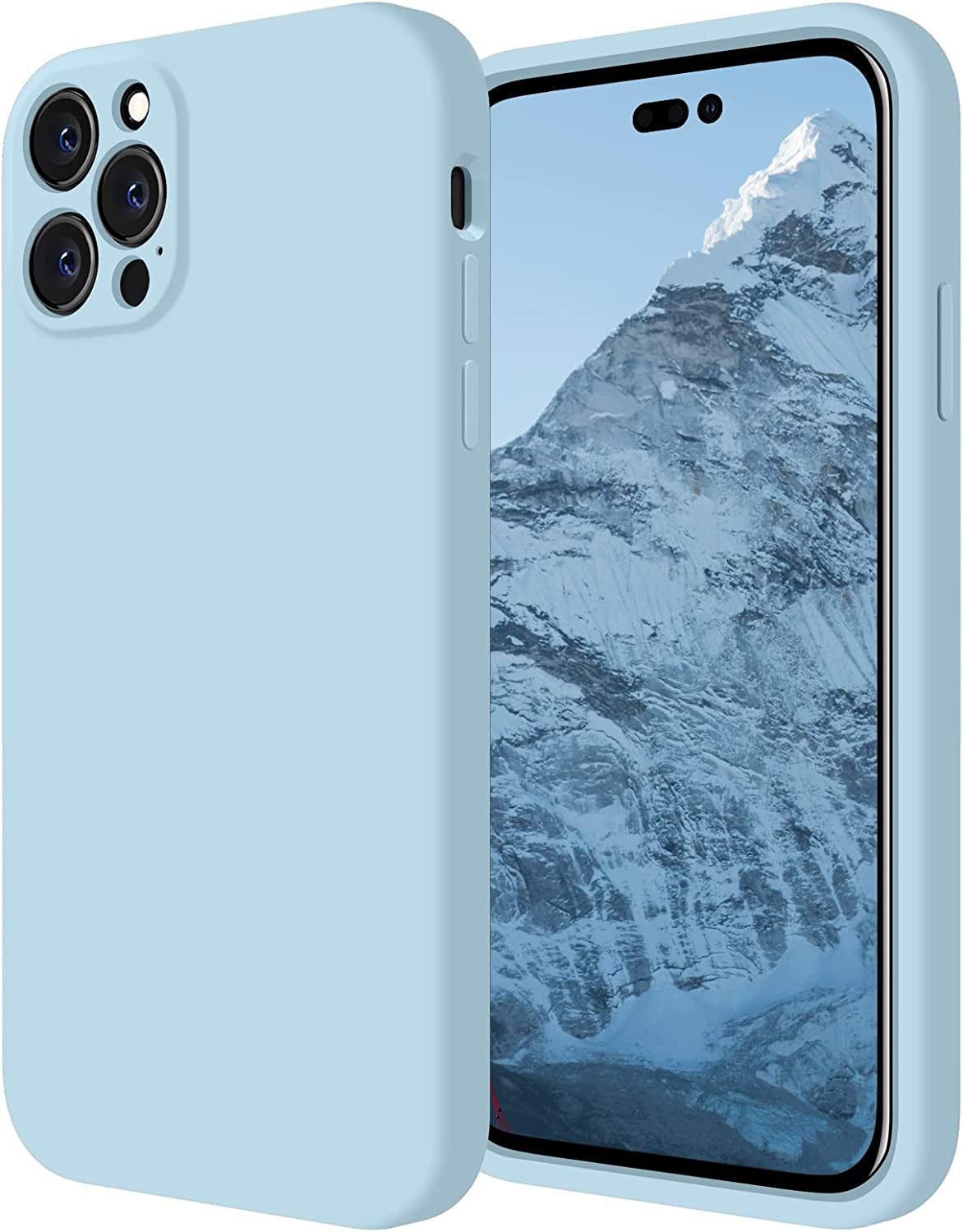 Firenova for Iphone 14 Pro Case, Silicone Upgraded [Camera Protection] Phone Case with [2 Screen Protectors], Soft Anti-Scratch Microfiber Lining Inside, 6.1 Inch, Black  FireNova Sky Blue  