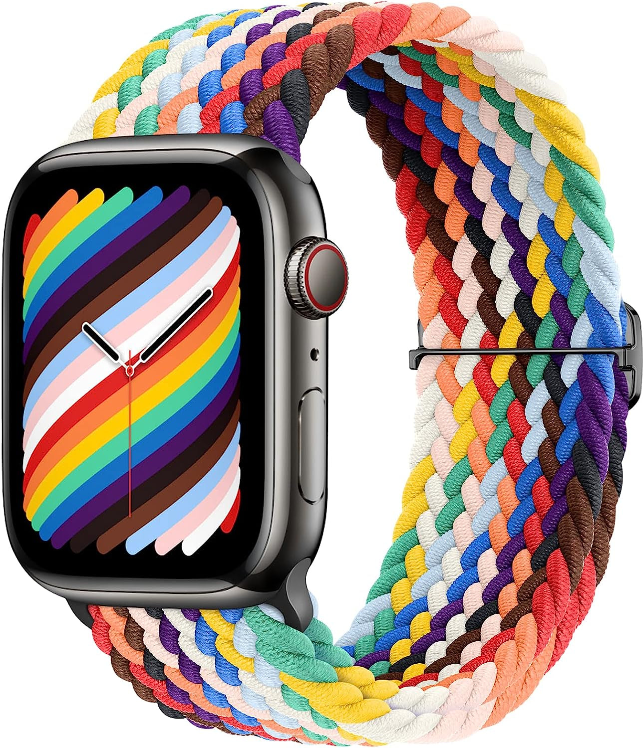 OHOTLOVE Braided Solo Loop Compatible with Apple Watch Band 41Mm 40Mm 38Mm 49Mm 45Mm 44Mm 42Mm Women Men, Nylon Adjustable Stretchy Bands Elastic Sport for Iwatch Series 8 7 6 5 4 3 2 1 SE Ultra  OHOTLOVE Pride Edition 38mm/40mm/41mm 