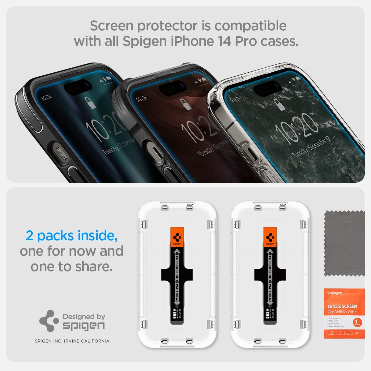 Spigen Tempered Glass Screen Protector [Glastr EZ FIT] Designed for Iphone 14 Pro [Case Friendly] - Sensor Protection / 2 Pack  Spigen   