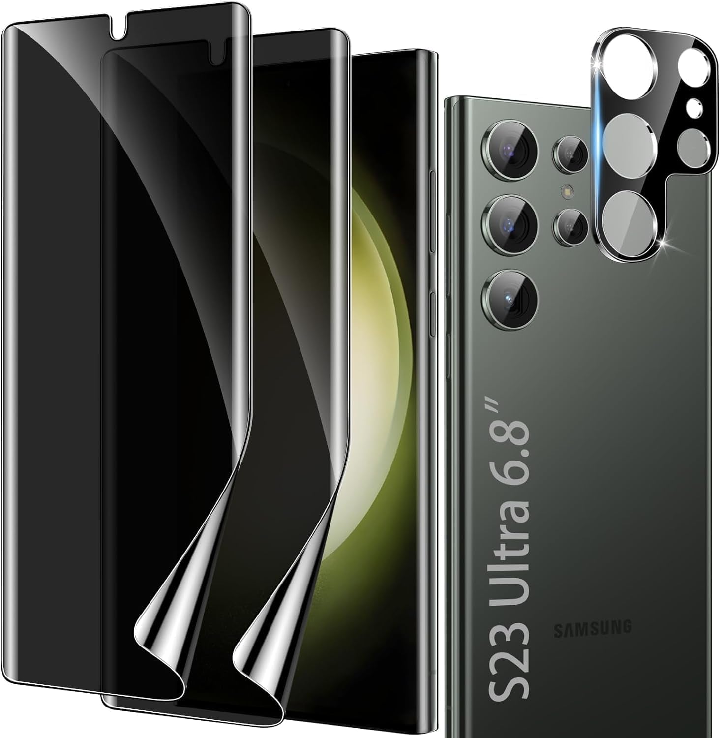 [2+1 Pack] Galaxy Note 20 Ultra Privacy Screen Protector, Fingerprint Unlock, HD Clear Anti-Spy Film for Samsung Galaxy Note 20 Ultra 5G Tempered Glass Camera Screen Protector  Samcorn S22Ultra-6.8Inch-Privacy-1017A  