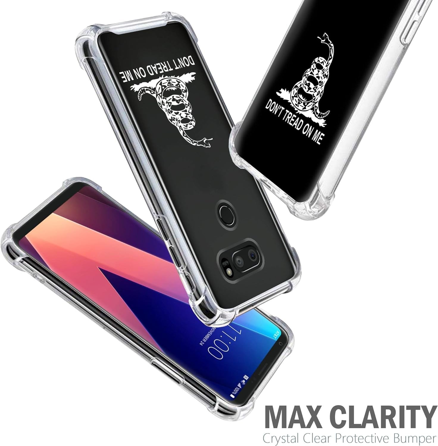 Casesondeck Case Compatible with [LG V30S Thinq and LG V30] Slim Precise Fit TPU Case, Scratch Protection Unique Design (Dont Tread on Me)  CasesonDeck   